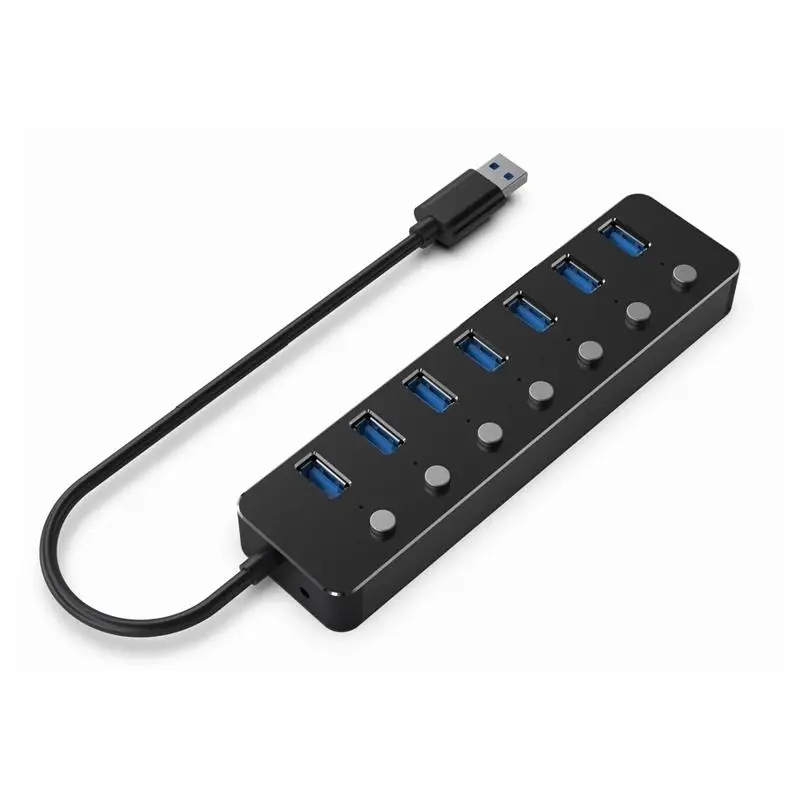 Gembird HUB USB 3.2 Gen 1 de 7 Puertos con Interruptores