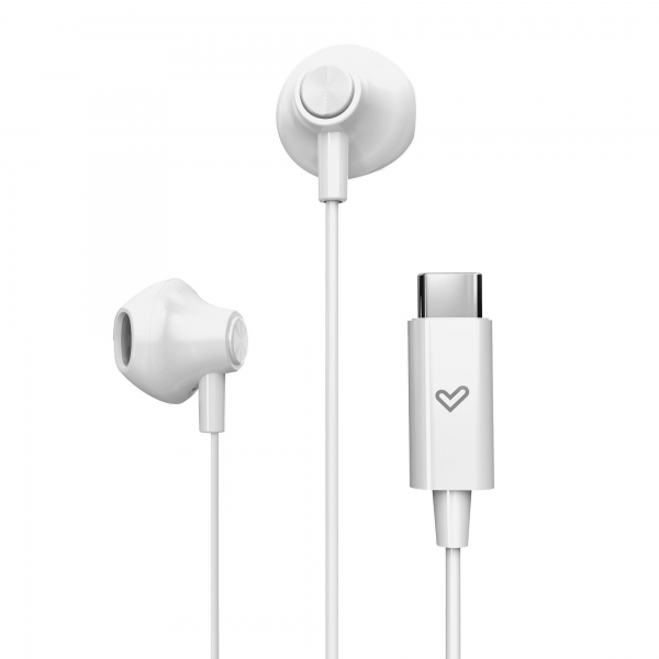 Energy Sistem Easypods Auriculares - Sonido Hd - Conexion Tipo C - Microfono Integrado - Control De Reproduccion - Ligeros Y Comodos - Packaging Reciclado - Color Blanco