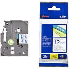 Brother Cinta Rotuladora Laminada Texto Azul Sobre Blanco - 12Mmx8M