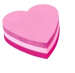 Post-it Bloc de 225 Notas Adhesivas Reposicionables Corazón 70x70mm Rosa