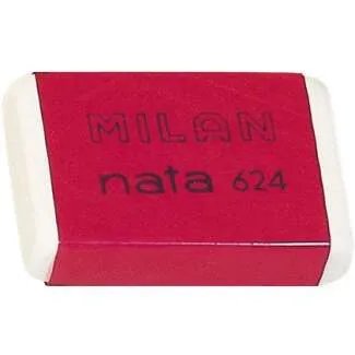 Milan Nata 624 Goma De Borrar Rectangular - Plastico - Suave - No Abrasiva - Color Blanco