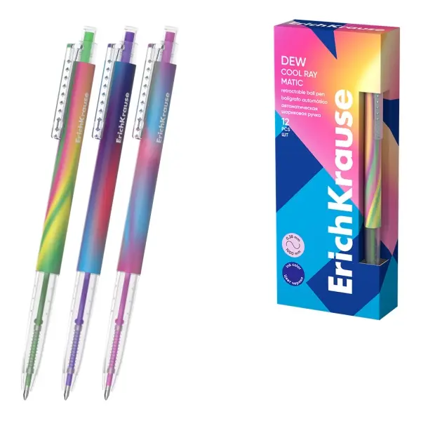 ErichKrause Boligrafo Retráctil Dew Matic Cool Ray - Trazo 0.28mm - Color Azul