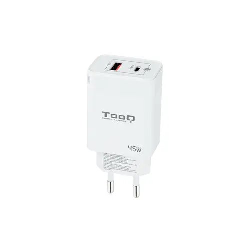 Cargador Usb-C Tooq 45W Tqwc-Ganqcpd45Wt Usb-C Pd + Usb-A Qc 45W Blanco