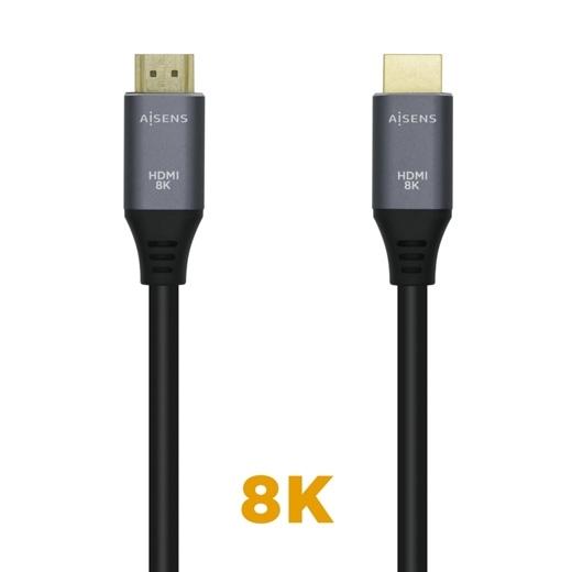Aisens Cable Hdmi V2.1 Premium Alta Velocidad Hec 8K@60Hz 48Gbps A/M - A/M Gris/Negro 1,0M