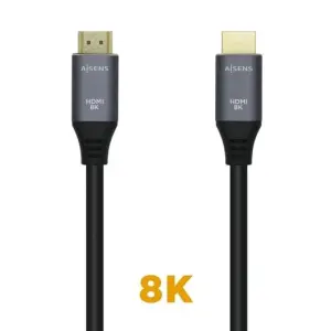 AISENS CABLE HDMI V2.1 PREMIUM ALTA VELOCIDAD HEC 8K@60HZ 48GBPS A/M - A/M GRIS/NEGRO 1,0M