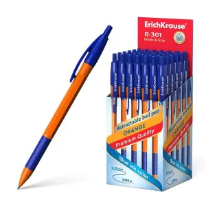 ErichKrause R-301 Bolígrafo Retráctil Naranja - Punta 0.7mm, Trazo 0.35mm, Tinta de Secado Rápido