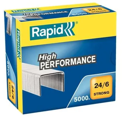 Rapid Strong Caja de 5000 Grapas 24/6 - Alambre Reforzado Galvanizado - Patilla 6mm