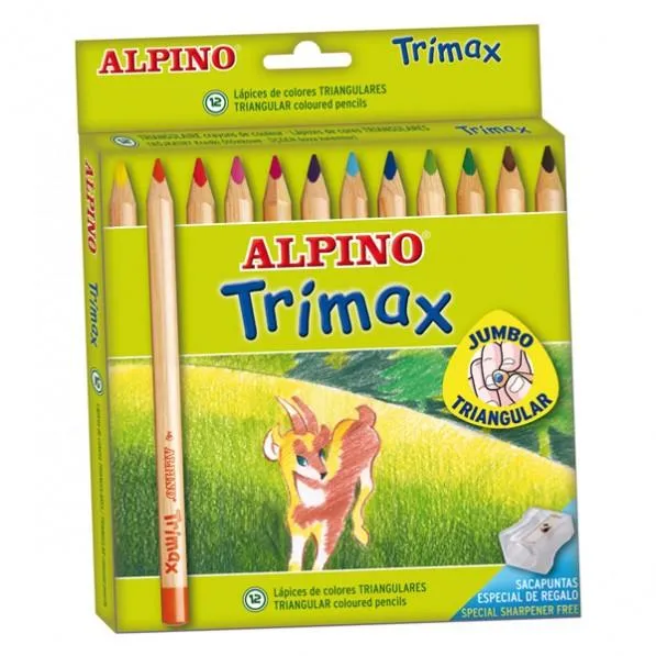 Alpino Lápices De Colores Trimax 177mm + Sacapuntas Estuche 12 Unidades