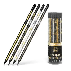 Erichkrause Magic Sky Lapiz de Grafito Triangular HB - Goma de Borrar - Madera Negra - Cuatro Diseños Diferentes