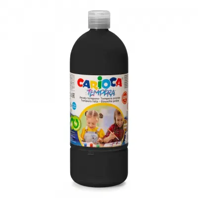 Carioca Botella Tempera 1000ml Color Negro - Superlavables y Alta Opacidad