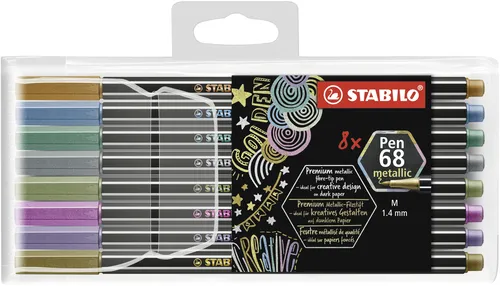 Stabilo Rotuladores Pen 68 Metallic C/Surtidos Metálicos Estuche De Plástico 8 Ud