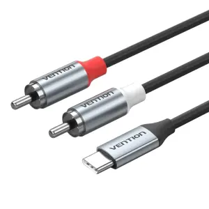 Vention Cable DAC de Audio 1m 2xRCA USB-C TPE Aluminio Gris