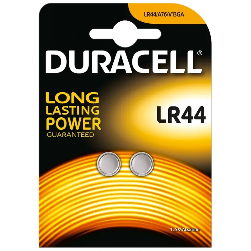 Duracell Pilas Alcalinas de Botón LR44 1.5V - Paquete de 2 Unidades