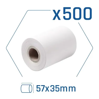 Iggual Pack de 500 Rollos de Papel Térmico para Datáfono 57x35 mm