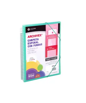 Carchivo Archivex-Star Canguro Personalizable A4 con 20 Fundas PP Espiral Verde