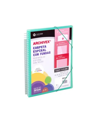 Carchivo Archivex-Star Canguro Personalizable A4 con 20 Fundas PP Espiral Verde