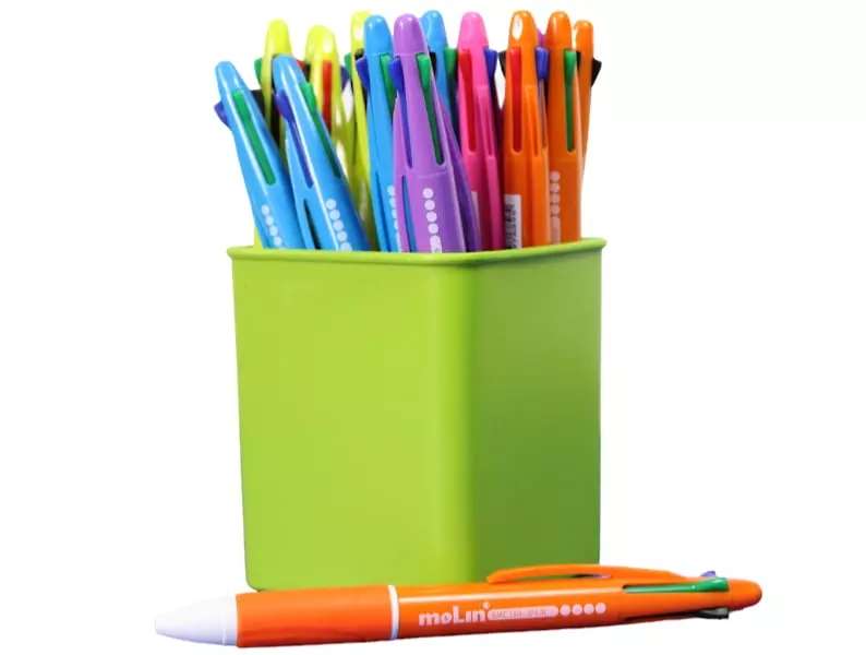 Molin Pack De 25 Boligrafos Retractiles De 4 Colores - Punta De Bola Media - Tinta Base De Aceite - Cuerpo De Colores Surtidos