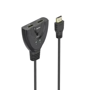 Hama Conmutador HDMI 4K con 2 Entradas Hembra y 1 Salida Macho, Luz LED, 1.7cm, Negro