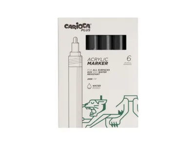 Carioca Pack de 6 Marcadores Acrílicos Punta 2mm Color Negro