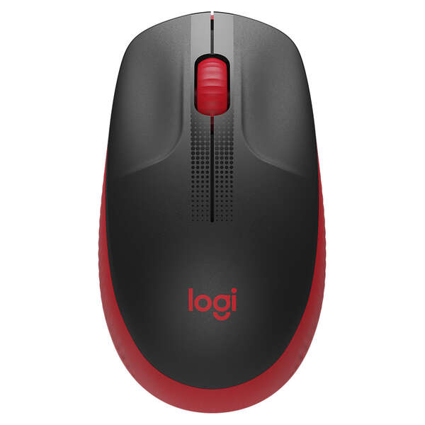 Logitech M190 Full Size Raton Inalambrico Usb 1000Dpi - 3 Botones - Gran Tamaño - Uso Ambidiestro - Color Negro/Rojo