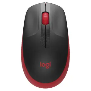 Logitech M190 Ratón Inalámbrico USB 1000dpi Ambidiestro Negro/Rojo
