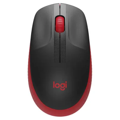 Logitech M190 Full Size Raton Inalambrico USB 1000dpi - 3 Botones - Gran Tamaño - Uso Ambidiestro - Color Negro/Rojo