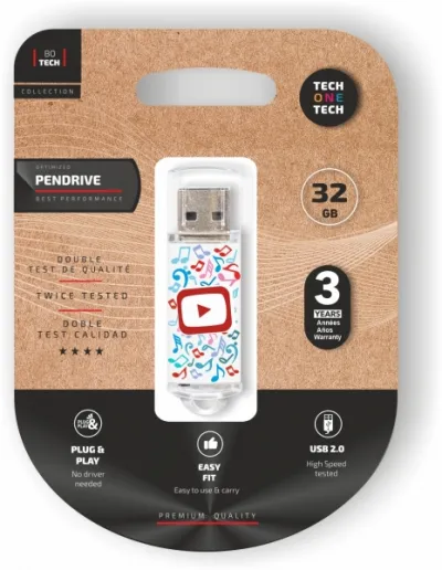TechOneTech Pendrive USB 2.0 32GB Be Super Video Dream