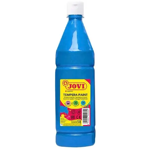 Jovi Tempera Paint 1000ml Azul Cyan - Base Agua, Alto Poder Cubriente, Secado Rápido