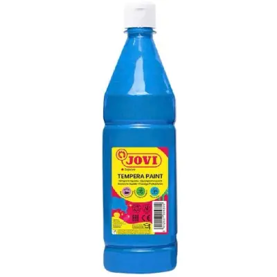 Jovi Tempera Paint 1000ml Azul Cyan - Base Agua, Alto Poder Cubriente, Secado Rápido