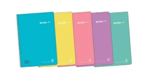 Enri Plus Cuaderno Espiral Formato Folio Cuadriculado 4X4Mm - 80 Hojas 90Gr Con Margen - Cubierta De Plastico - Colores Pastel Surtidos