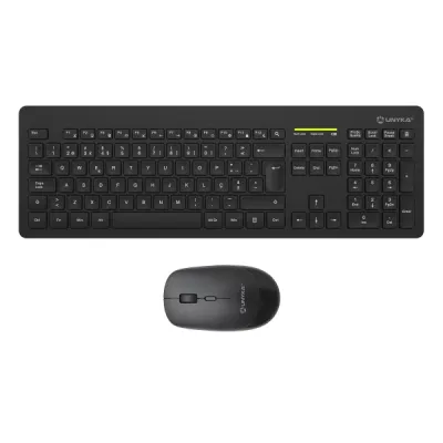 Unykach Mk212 Pro Slim Wireless Pack De Teclado Inalambrico Slim 108 Teclas De Membrana + Raton Inalambrico 1600Dpi, 3 Botones, Uso Ambidiestro - Idioma Portugues - Color Negro