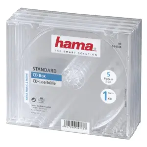 Hama Pack de 5 Cajas Vacías para CD/DVD - Poliestireno - 14x12.4x1.04cm - Transparente