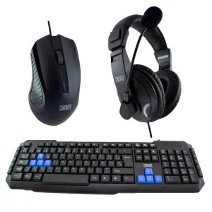 3Go Drile H2 Pack Teclado Multimedia USB + Ratón 1000dpi + Auriculares con Micrófono Negro