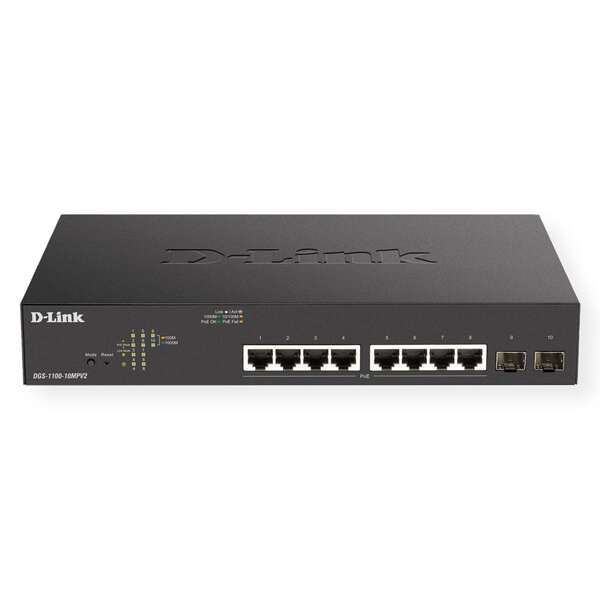 D-Link Switch Semigestionable 8 Puertos Gigabit Poe 130W + 2 Puertos Combo