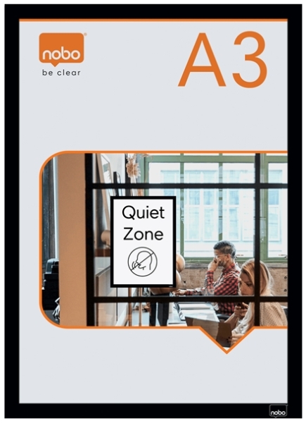 Nobo Pack De 2 Marcos Autoadhesivos Magneticos En Formato A3 - Colocacion En Vertical U Horizontal - Marco De Color Negro