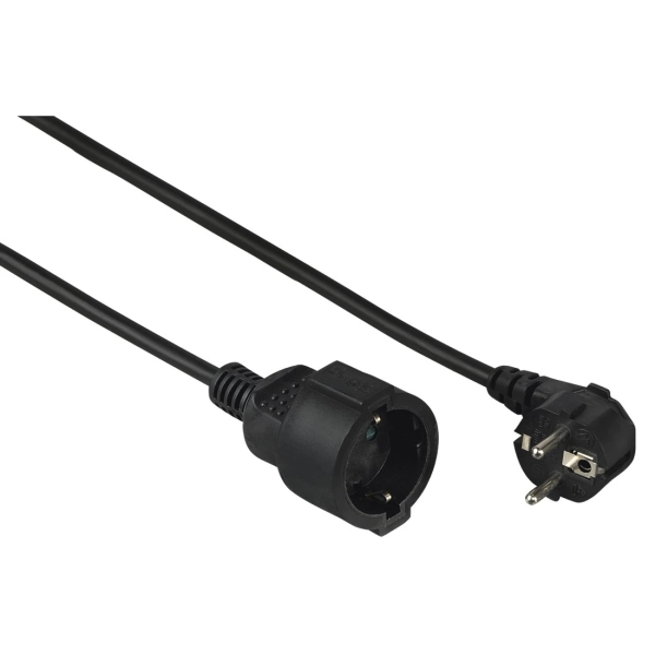 Hama  Cable De Alimentacion Alargador Acodado - Potencia Maxima 3680W - Longitud 3M - Seccion 1.5Mm2 - Schuko Cee7 - Color Negro