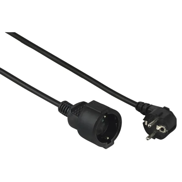 Hama  Cable De Alimentacion Alargador Acodado - Potencia Maxima 3680W - Longitud 3M - Seccion 1.5Mm2 - Schuko Cee7 - Color Negro