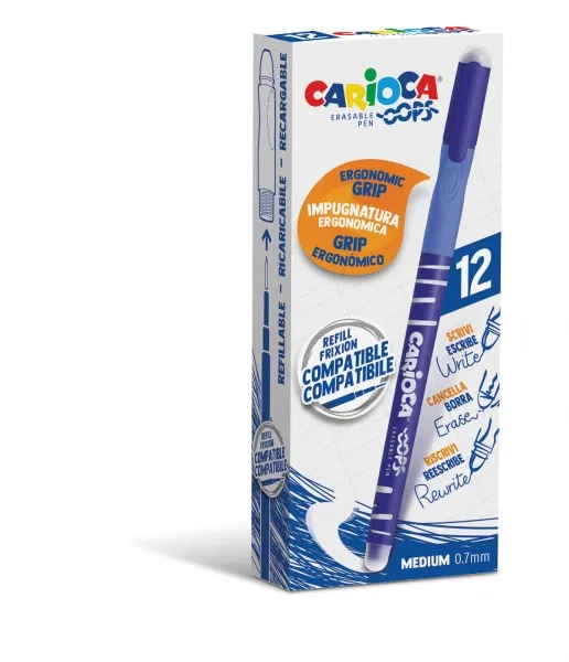 Carioca Bolígrafo Oops Monocolor Azul - Caja de 12 Unidades