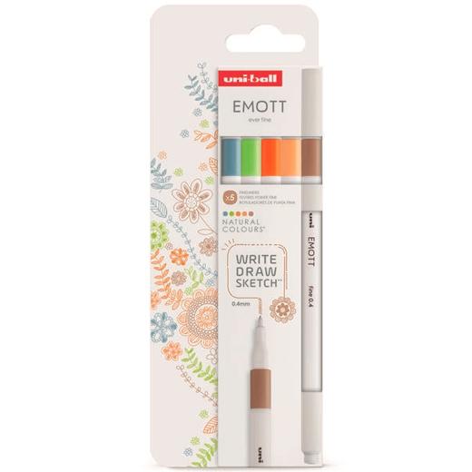 Uniball Emott Rotuladores De Escritura Y Dibujo Colores Naturaleza Estuche 5 Ud