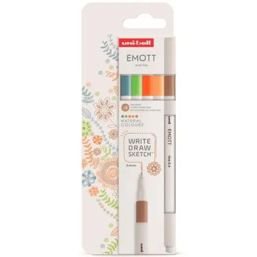 Uniball Emott Rotuladores De Escritura Y Dibujo Colores Naturaleza Estuche 5 Ud