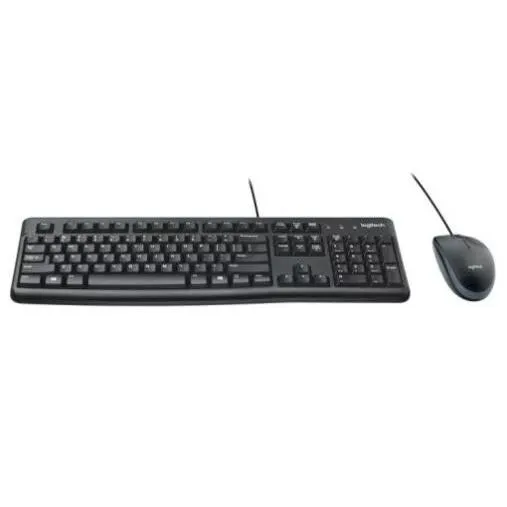 Logitech Combo Teclado Estándar + Ratón Desktop Mk120 Cable Usb Antisalpicaduras Qwerty Español Negro
