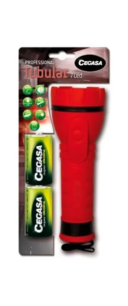 Cegasa Linterna Profesional 7 LED Cuerpo de Goma Antideslizante Resistente a Golpes y Humedad