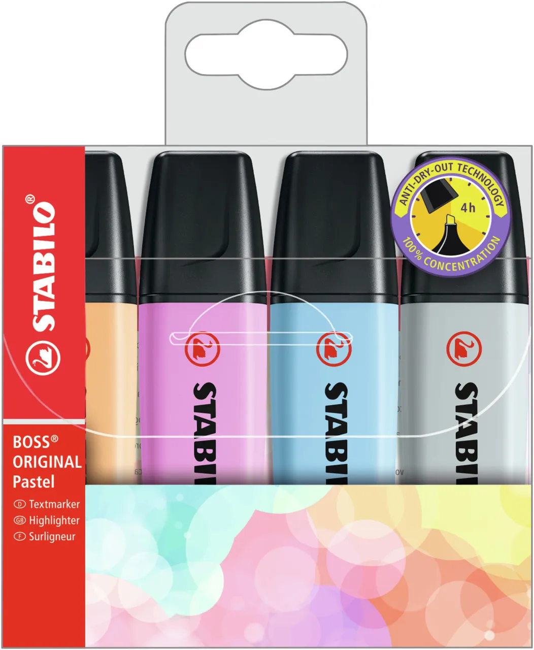 Stabilo Boss 70 Pastel Pack de 4 Marcadores Fluorescentes Recargables 2-5mm