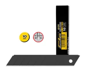 Olfa Pack de 10 Cuchillas Negras de Repuesto para Cutters - 8 Segmentos, Ancho 18mm