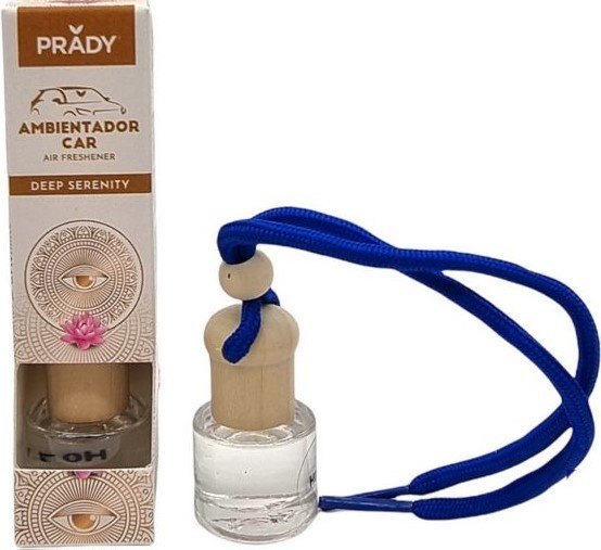 Prady Ambientador Coche Deep Serenity - Frasco De Cristal 6 Ml Y Cuerda Para Espejo Retrovisor