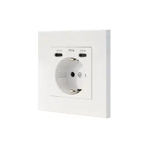 Nanocable Roseta Base de Enchufe de Pared Empotrable Tipo Schuko - 2xUSB-C PD - 3.4A - Color Blanco