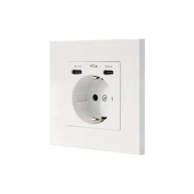 Nanocable Roseta Enchufe Empotrable Schuko con 2xUSB-C PD 3.4A Color Blanco