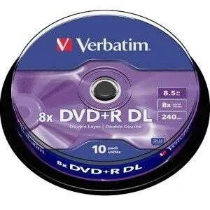 Verbatim DVD+R Doble Capa 8.5GB 8X 10 Pack Spindle Superficie Matt Silver