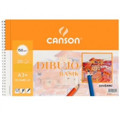 Canson Bloc Dibujo Basik Espiral 20H A3+ 150Gr Microperforado Pack 10 Ud Blanco Natural