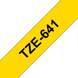 Brother TZe641 Cinta Laminada de Etiquetas 18mm Negro sobre Amarillo 8m
